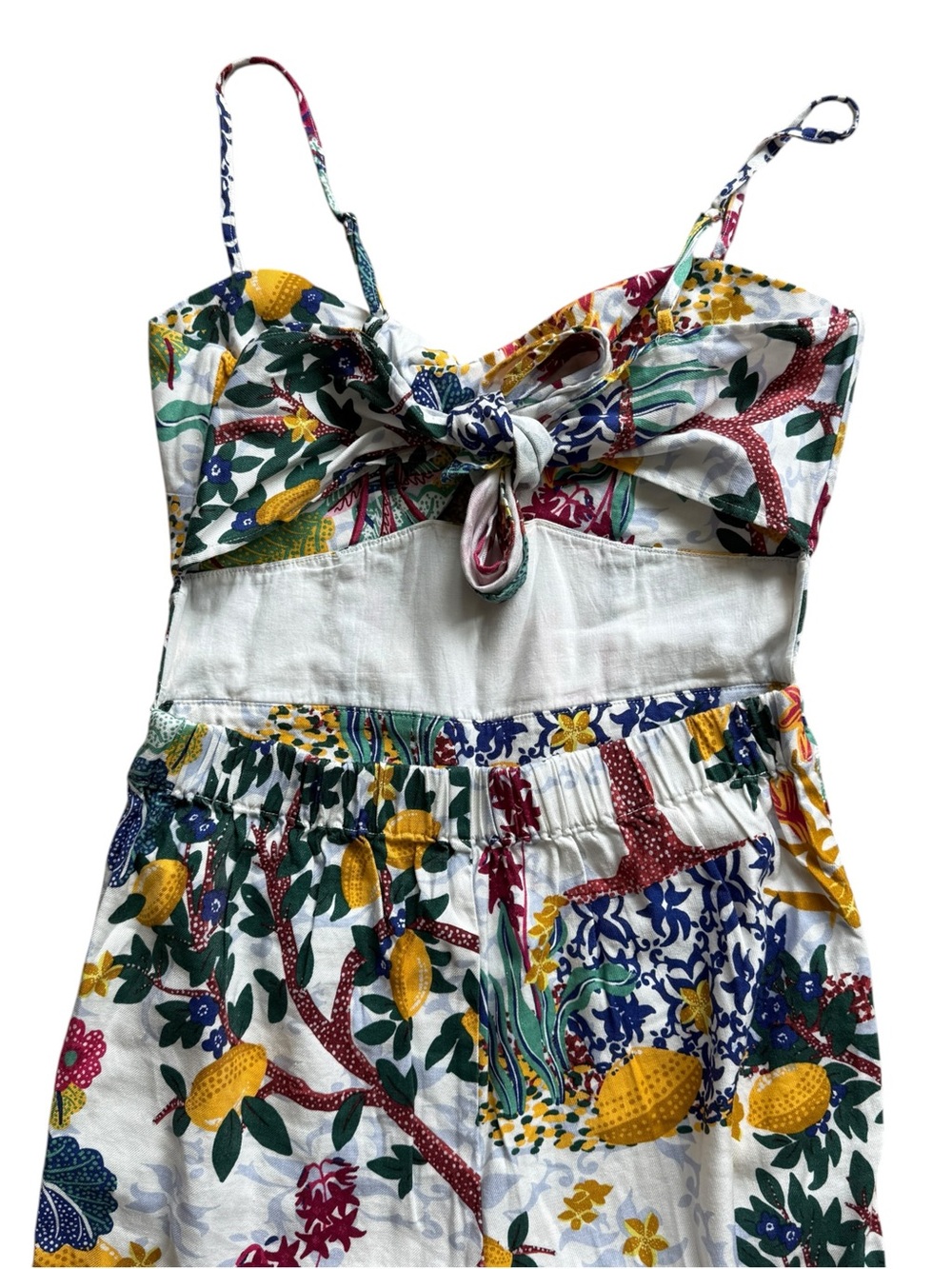 Maeve Anthropologie Botanical Lemon Print Cutout Wide Leg Jumpsuit 6 Maximalist - Picture 16 of 16
